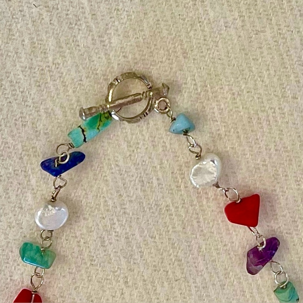 Silpada Necklace Amethyst, Lapis, Peridot, Coral & Turquoise • RARE • LIKE NEW - Picture 5 of 6
